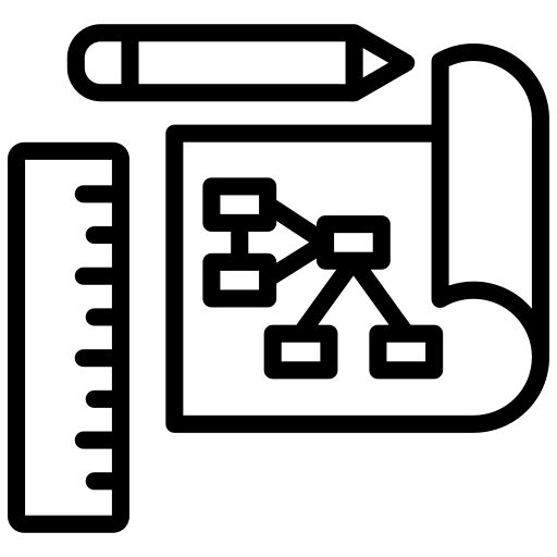 Icono de diseño de planos y proyectos de ingeniería estructural.